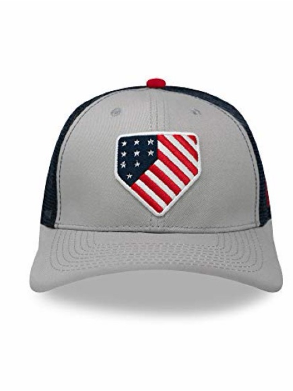 Baseballism Home Team Trucker Cap Gray with American Flag Homeplate Snapback